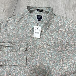 NWT J Crew Flex Shirt Mens Large Slim Fit Button Shirt Ditsy Floral Casual
